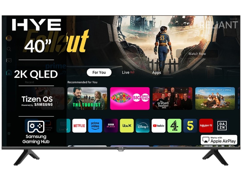HYE 40" QLED 2K Tizen OS WiFi Frameless Smart TV - 40QLEDS1008